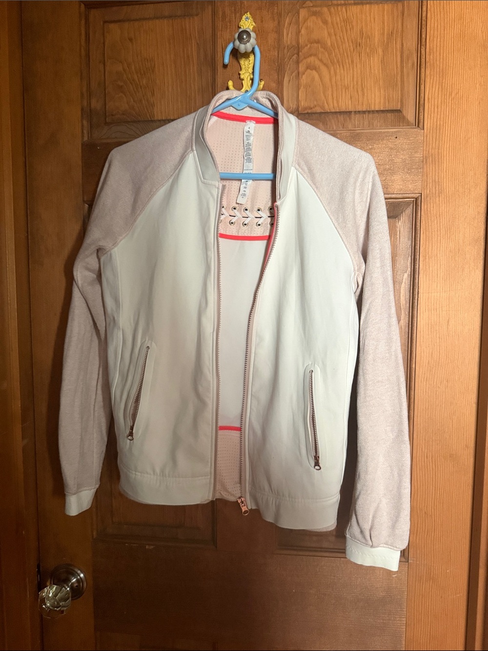 lululemon athletica Light Pink & Cream Bomber Jacket
